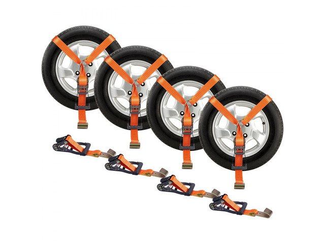 VEVOR Car Tie Down Straps Kit, Lasso Style 2' x 120' Tire Straps, 5512 LBS Working Load, 11023 LBS Breaking Strength, with Flat Hooks for Passenger...