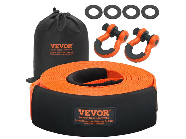 VEVOR Heavy Duty Tow Strap Recovery Kit 3' x 30 ft (MBS-36,000 lbs) Tree Saver Winch Strap, Triple Reinforced Loop & Protective Sleeves & Storage...