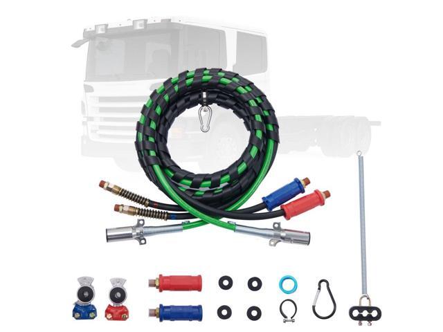 VEVOR 15FT Semi Truck Air Lines Kit with 2PCS Glad Hands, 3-in-1 Air Hoses & 7 Way ABS Electric Power Line, with 2PCS Gladhand Handles, 4PCS Seals...