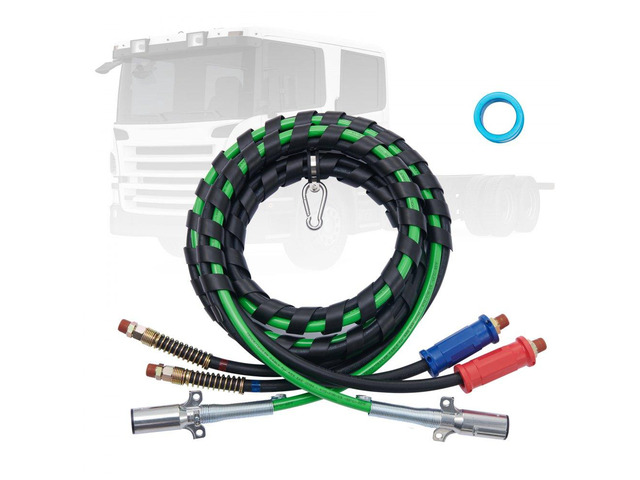 VEVOR 12FT Semi Truck Air Lines Kit, 3-in-1 Air Hoses & ABS Power Line for Semi Truck Trailer Tractor, 7-Way Plug Electrical Cord Cable and Rubber...