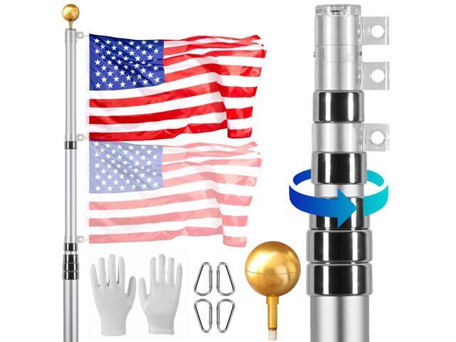 30FT Telescoping Flag pole Kit, Heavy Duty Aluminum Alloy in Ground Flag Poles for Outside, 3 Display Modes Flagpole with 3x5 American Flag,...