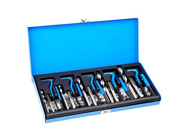 Helicoil Thread Repair Kit, 131-Piece SAE HSS Drill Helicoil Repair Kit, 1/4' 5/16' 3/8' 7/16' 1/2'UNC Rethreading Tool Kit with Drill Bits Thread...