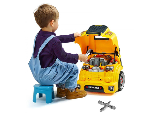 Engine Toy, 60 Pieces, Kids Mechanic Car Repair Set with Removable Parts, Lights and Sounds, Steering Wheel and Horn, Kids Mechanic Workshop Set...