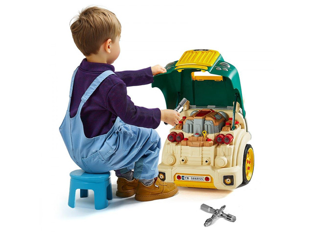Engine Toy, 60 Pieces, Kids Mechanic Car Repair Set with Removable Parts, Lights and Sounds, Steering Wheel and Horn, Kids Mechanic Workshop Set...