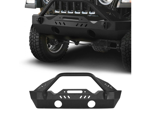 VEVOR Front Bumper Compatible with 2018-2024 Jeep Wrangler JL JLU & Gladiator JT