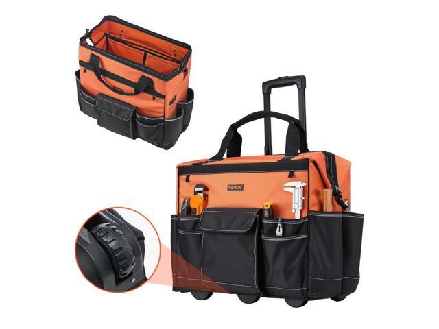 Rolling Tool Bag, 110 lbs Load Capacity, 27 Pockets Heavy Duty Roller Tool Bag on Wheels, Adjustable Telescoping Handle & Stable Base, Toolbag...
