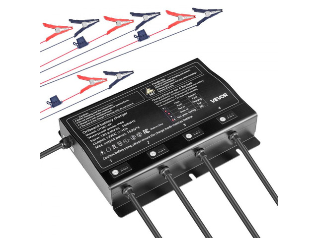 4-Bank 10A 12V Smart Marine Battery Charger Onboard IP68 Waterproof Boat RV