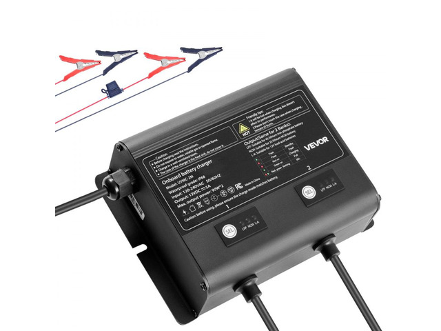 2-Bank 5A 12V Smart Marine Battery Charger Onboard IP68 Waterproof Boat RV Yacht