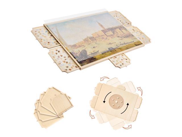 2000 Piece Rotating Puzzle Board with 5 Drawers and Cover, 40x29 in Portable Wooden Table, Jigsaw Puzzle Accessories for Adults, Puzzles Organizer...