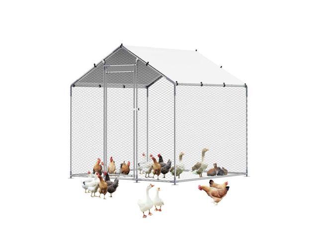 VEVOR Metal Chicken Coop 6.56x6.56x6.56ft Walk-in Chicken Run with Cover Spire Roof
