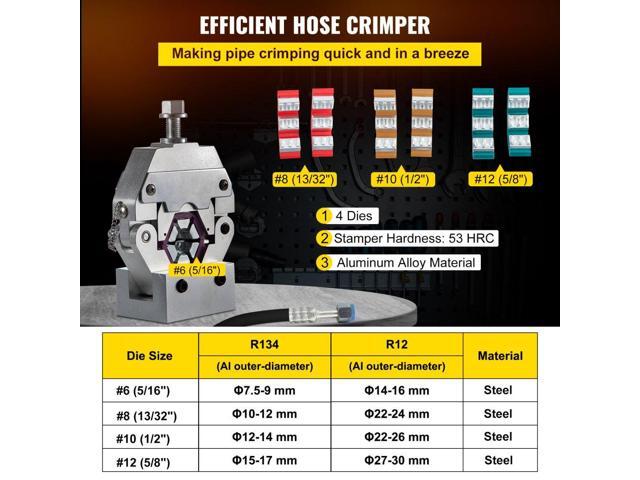 Hose Crimper Manually Hose Crimping Tool Kit 4 Dies Air Conditioning Repaire
