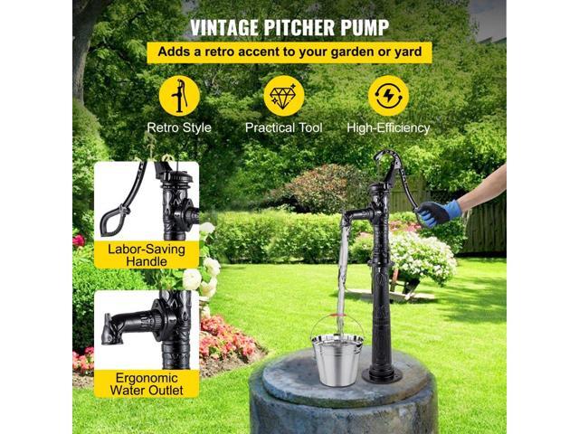 VEVOR Hand Water Pump w/ Stand 15.7 x 9.4 x 53.1 inch Pitcher Pump & 26 inch Pump Stand w/ Pre-set 1/2' Holes for Easy Installation Rustic Cast...