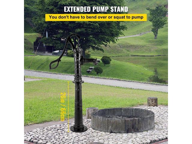 VEVOR Hand Water Pump w/ Stand 15.7 x 9.4 x 53.1 inch Pitcher Pump & 26 inch Pump Stand w/ Pre-set 1/2' Holes for Easy Installation Rustic Cast...