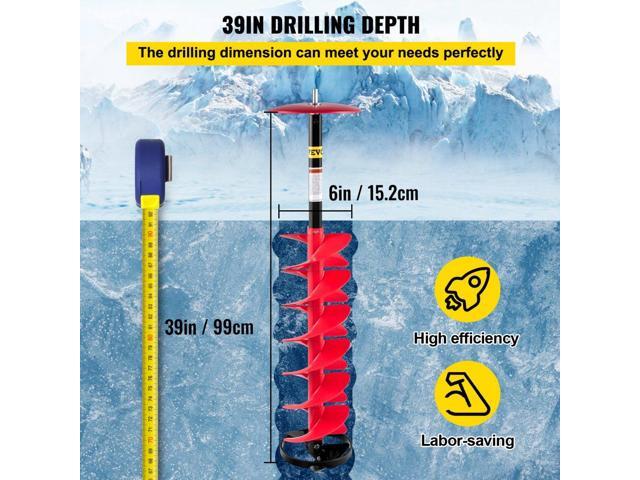 VEVOR Ice Drill Auger Nylon Ice Auger Bit 6''x39'' Drill Adapterice Fishing Red