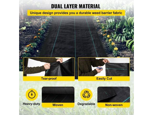 Weed Barrier, 5.8oz Landscape Fabric, 3ft x 300ft Cover Mat Heavy Duty Woven Grass Control Geotextile for Garden, Patio, Black