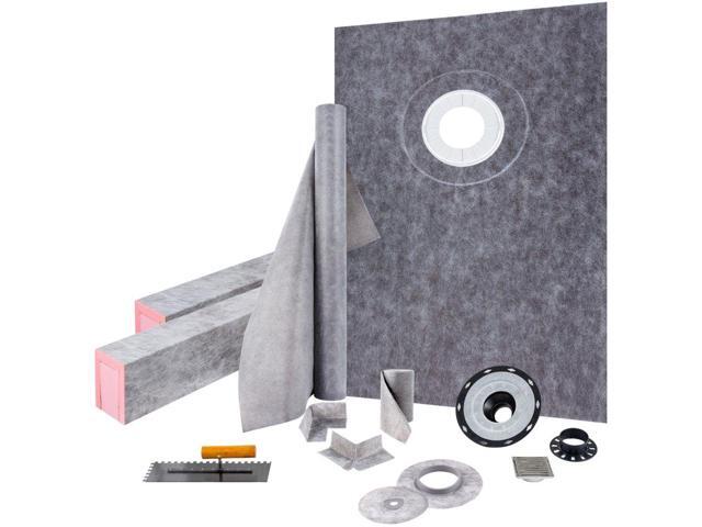 Vevor 38''x60'' Waterproofing Shower Kit Shower Kit Tray With Offset Drain Abs