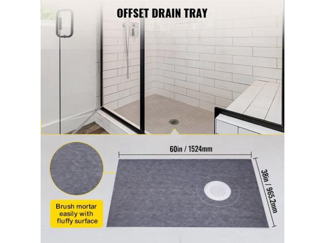 Vevor 38''x60'' Waterproofing Shower Kit Shower Kit Tray With Offset Drain Abs