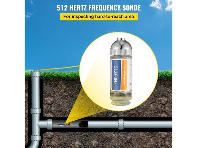 512HZ Sonde 8/5/' and 1/4-20/' Connectors Rigid Drain Locator for Locating & Detecting Small Sewer & Pipelines, Silver