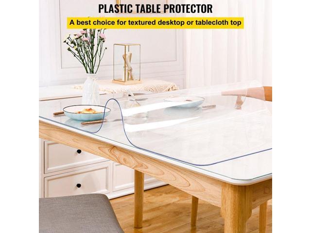 Plastic Table Cover 36 x 60 Inch, 2 mm Thick Clear Table Protector, Rectangle Clear Desk Mat, Waterproof & Easy Cleaning for Office Dresser Night...