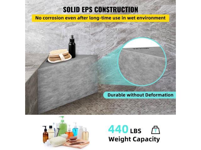 Tile Shower Seat, 22.4/' x 16/' x 20/' Ready to Tile Shower Seat, Factory Waterproof & 100% Leak Proof Tileable Shower Corner Seat, 440lbs...