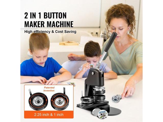 Button Maker Machine, Multiple Sizes 1+2.25 Inch Badge Punch Press Kit, Children DIY Gifts Pin Maker, Button Making Supplies with 500pcs Button...