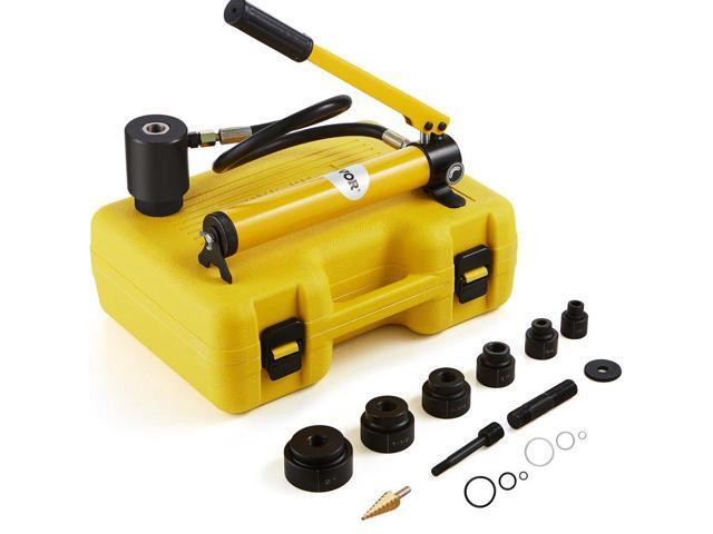 Hydraulic Knockout Punch Kit, 10 Ton 1/2' to 2' Conduit Hole Cutter Set, KO Tool Kits with Puncher 6 Piece, Metal Sheet Driver Tools, For Aluminum,...
