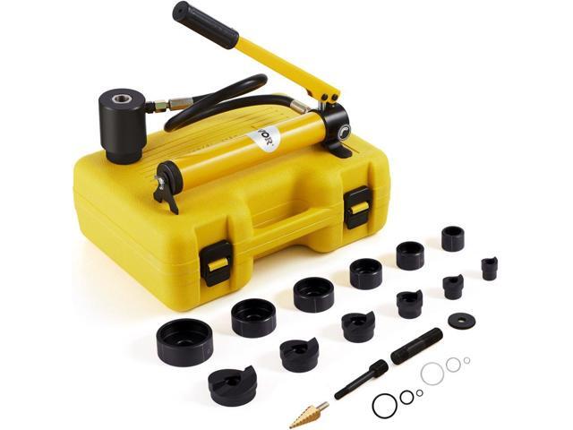 10 Ton Hydraulic Knockout Punch Kit, 1/2' to 2' Conduit Hole Cutter Set, KO Tool Kits with Puncher 6 Piece, Metal Sheet Driver Tools, For Aluminum,...