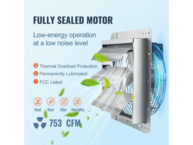 10'' Shutter Exhaust Fan, High-speed 820 CFM, Aluminum Wall Mount Attic Fan with AC-motor, Ventilation and Cooling for Greenhouses, Garages, Sheds,...