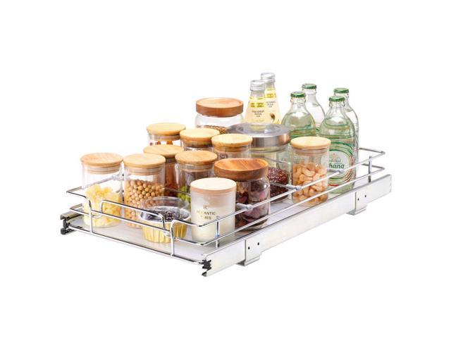 VEVOR 11'W x 21'D Pull Out Cabinet Organizer, Heavy Duty Slide Out Pantry Shelves, Chrome-Plated Steel Roll Out Drawers, Sliding Drawer Storage for...