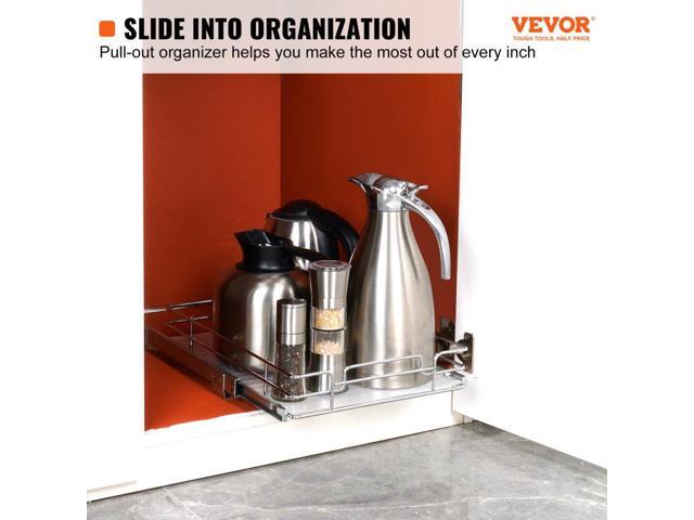 VEVOR 11'W x 21'D Pull Out Cabinet Organizer, Heavy Duty Slide Out Pantry Shelves, Chrome-Plated Steel Roll Out Drawers, Sliding Drawer Storage for...