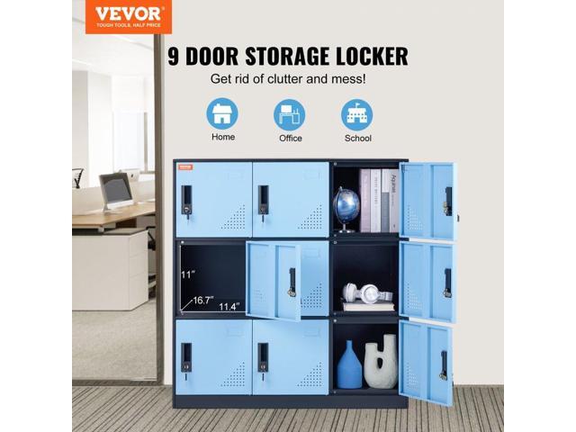 Metal Locker for Employees, 9 Doors Storage Cabinet with Card Slot, Employee Lockers with Keys, 66lbs Loading Capacity office Storage Lockers for...