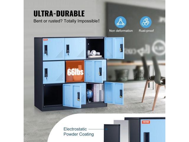 Metal Locker for Employees, 9 Doors Storage Cabinet with Card Slot, Employee Lockers with Keys, 66lbs Loading Capacity office Storage Lockers for...