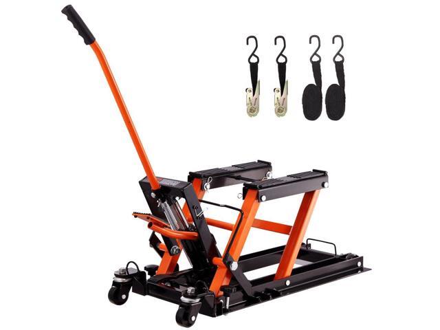 VEVOR Steel Hydraulic Motorcycle Jack Stand, 1500 LBS ATV Scissor Lift Jack, 4.7'-15' Scissor Lift Jack Stand with 4 Wheels, Hydraulic...