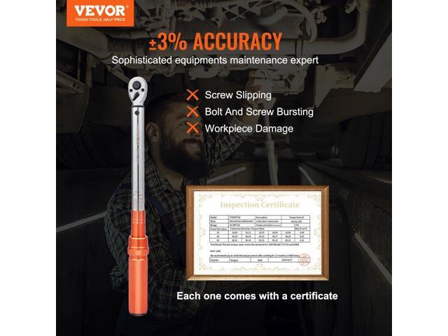 VEVOR Torque Wrench, 3/8-inch Drive Click Torque Wrench 10-80ft. lb/14-110n. m, Dual-Direction Adjustable Torque Wrench Set, Mechanical Dual Range...