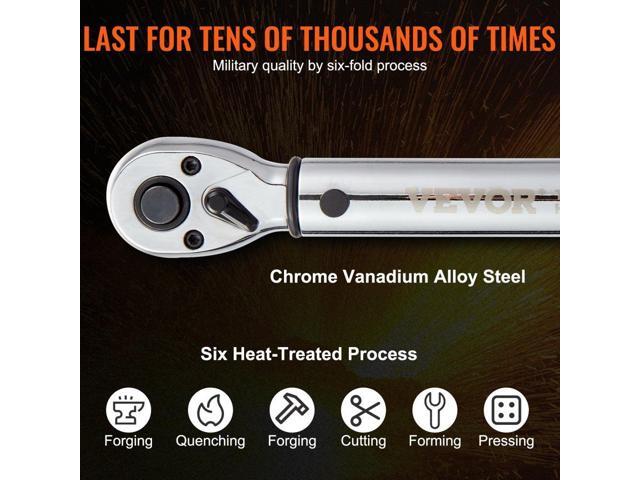 VEVOR Torque Wrench, 3/8-inch Drive Click Torque Wrench 10-80ft. lb/14-110n. m, Dual-Direction Adjustable Torque Wrench Set, Mechanical Dual Range...
