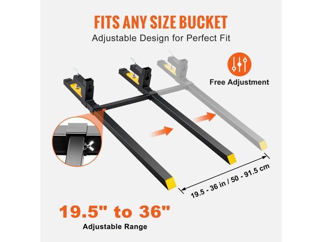 Pallet Forks, 2000 lbs Tractor Bucket Forks, 60' Total Length Clamp on Pallet Forks with Adjustable Stabilizer bar, Heavy Duty Pallet Forks for...
