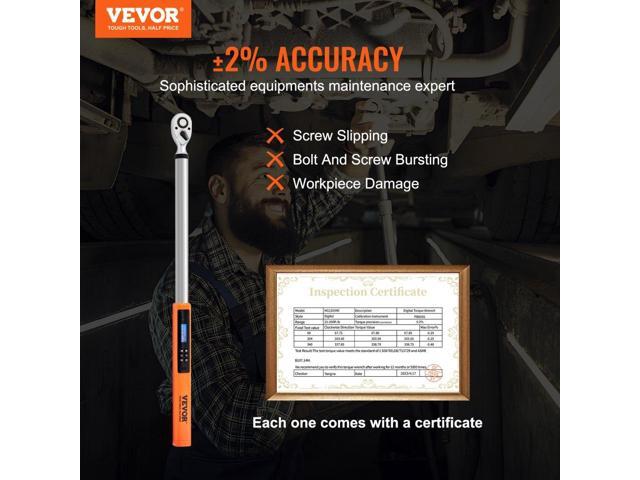 VEVOR Digital Torque Wrench, 1/2' Drive Electronic Torque Wrench, Torque Wrench Kit 25-250ft. lb/34-340n. m Torque Range Accurate to ±2%, 3-Mode...