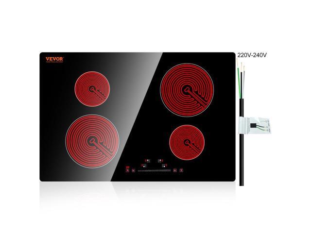 Built in Electric Stove Top, 23.2 x 20.5 inch 4 Burners, 240V Glass Radiant Cooktop with Sensor Touch Control, Timer & Child Lock Included, 9 Power...