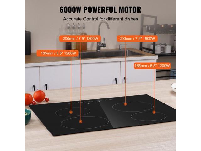 Built in Electric Stove Top, 23.2 x 20.5 inch 4 Burners, 240V Glass Radiant Cooktop with Sensor Touch Control, Timer & Child Lock Included, 9 Power...
