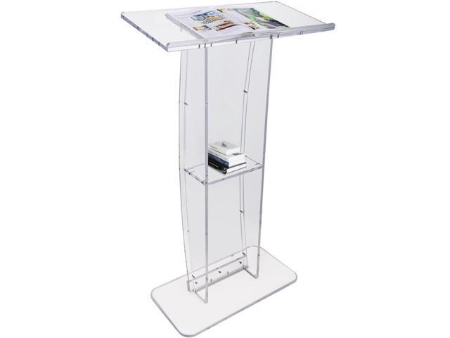 VEVOR Acrylic Podium, 47' Clear Acrylic Podium Stand with Wide Reading Surface & Storage Shelf, Floor-standing Clear Pulpits Acrylic for Church...