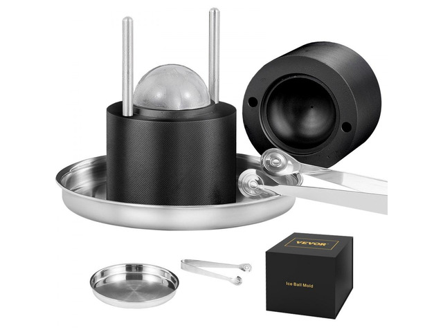VEVOR Ice Ball Press, 2.4' Ice Ball Maker, Aircraft Al Alloy Ice Ball Press Kit for 60mm Ice Sphere, Ice Press with Tong and Drip Tray, for...