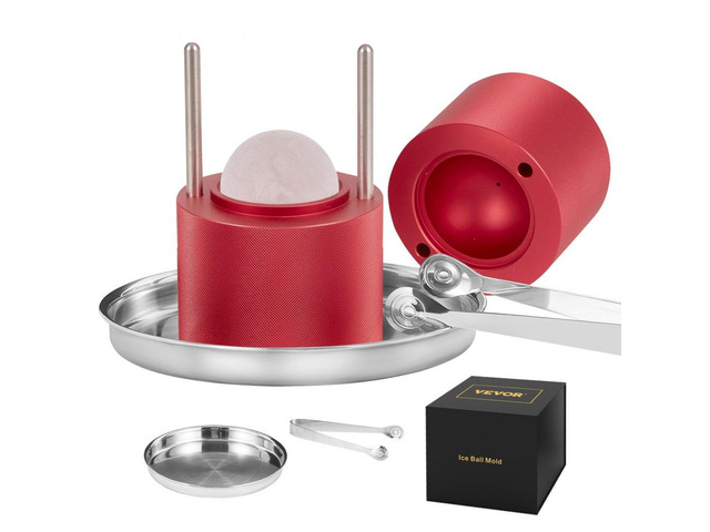 VEVOR Ice Ball Press, 2.4' Ice Ball Maker, Aircraft Al Alloy Ice Ball Press Kit for 60mm Ice Sphere, Ice Press with Tong and Drip Tray, for...