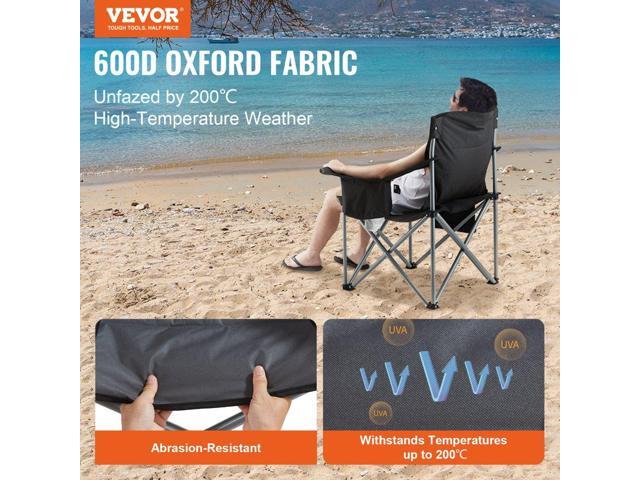 Camping Folding Chair for Adults, Portable Heavy Duty Outdoor Quad Lumbar Back Padded Arm Chairs with Side Pockets, Cup Holder and Cooler Bag for...