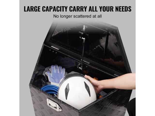 Trailer Tongue Box, Aluminum Alloy Diamond Plate Tongue Box Tool Chest, Heavy Duty Trailer Box Storage with Lock and Keys, Utility Trailer Tongue...