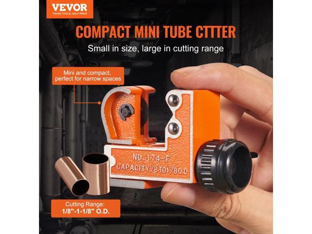 Mini Tubing Cutter, 1/8' - 1-1/8' O. D. Mini Copper Pipe Cutter, Heavy Duty Compact Tube Cutter Tool with High-Speed SKD Blade for Copper, Aluminum,...