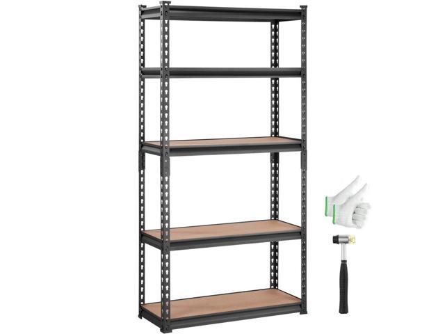 VEVOR Storage Shelving Unit, 5-Tier Adjustable, 2000 lbs Capacity, Heavy Duty Garage Shelves Metal Organizer Utility Rack, Black, 30' L x 12' W x...