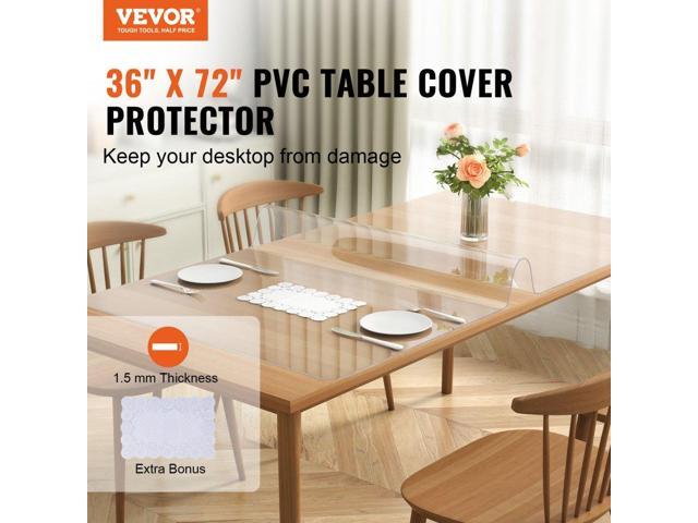 Clear Table Cover Protector, 36' x 72' Rectangle Table Cover, 1.5 mm Thick PVC Plastic Tablecloth, Waterproof Desktop Protector for Writing Desk,...