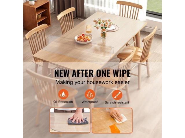 Clear Table Cover Protector, 36' x 72' Rectangle Table Cover, 1.5 mm Thick PVC Plastic Tablecloth, Waterproof Desktop Protector for Writing Desk,...