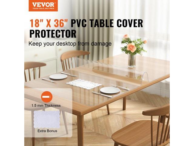 Clear Table Cover Protector, 18' x 36' Rectangle Table Cover, 1.5 mm Thick PVC Plastic Tablecloth, Waterproof Desktop Protector for Writing Desk,...