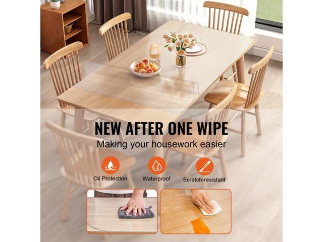 Clear Table Cover Protector, 18' x 36' Rectangle Table Cover, 1.5 mm Thick PVC Plastic Tablecloth, Waterproof Desktop Protector for Writing Desk,...